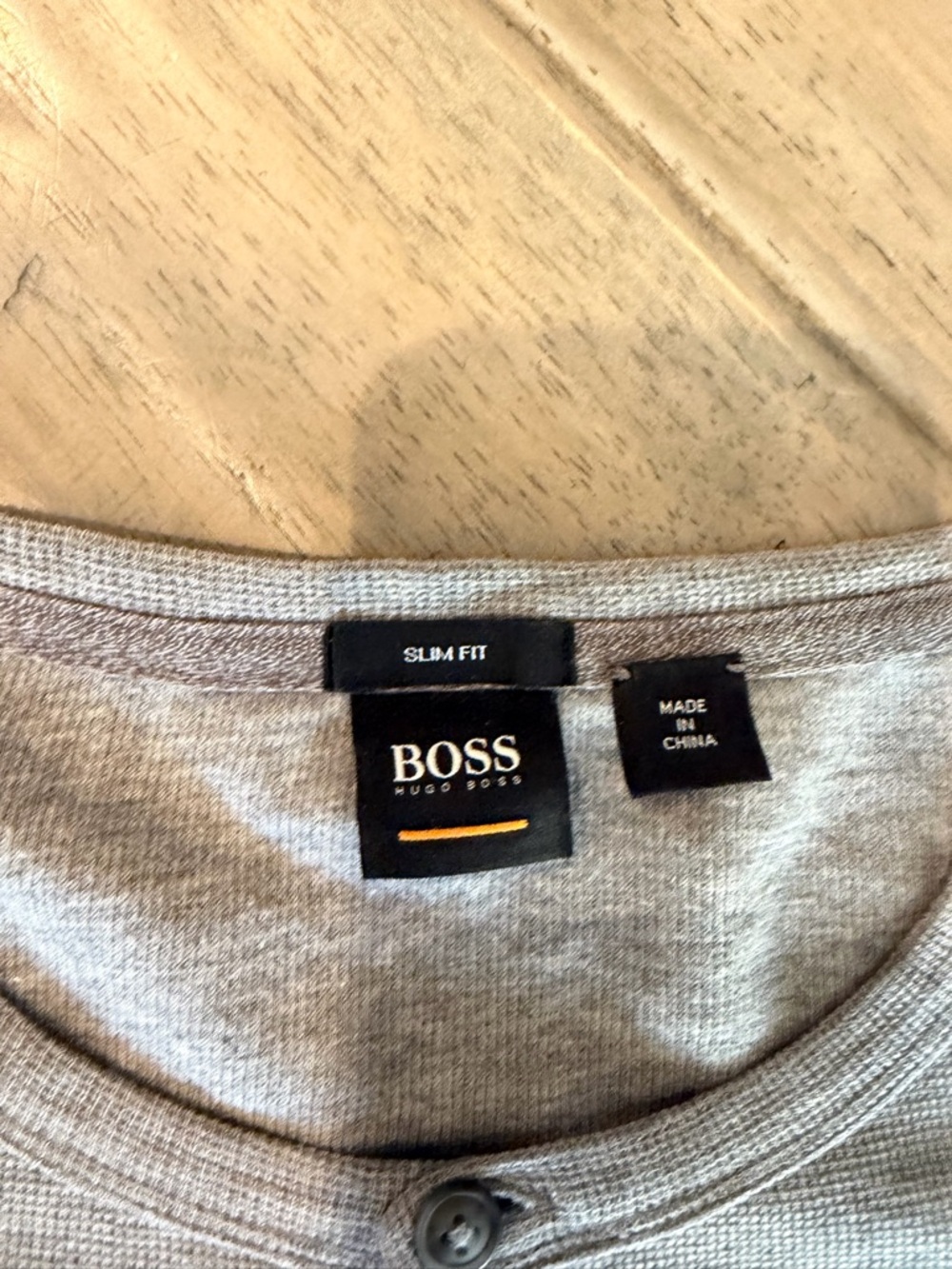 Boss men’s Grey Slim Fit Henley size large - Picture 3 of 5